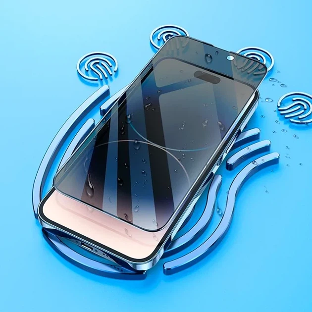 Защитное стекло Hoco Guardian Shield глянцевое антишпионское для iPhone 13 Pro 13 14 черное - Фото 8 Защитное стекло Hoco Guardian Shield глянцевое антишпионское для iPhone 13 Pro 13 14 черное - изображение 8