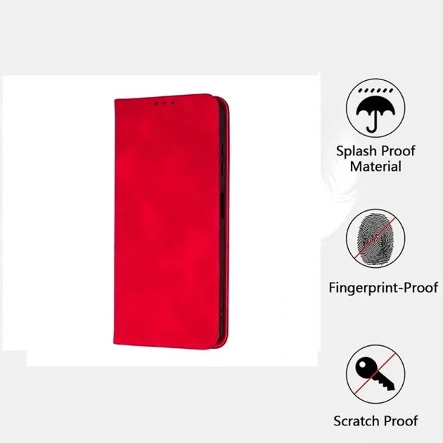 Чохол-книжка шкірозамінник для Xiaomi Redmi 10C Poco C40 темно-червоний із захистом від пошкоджень - зображення 4