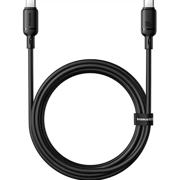 Кабель Baseus Type-C до Type-C 100W 2 м чорний для заряджання та передачі даних - зображення 3