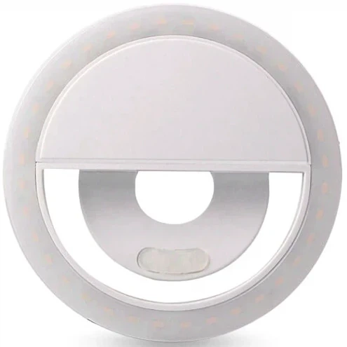 Светодиодное кольцо 3 Вт диаметр 8 см USB microUSB белое для смартфона Selfie Ring Light RK-12 - изображение 4