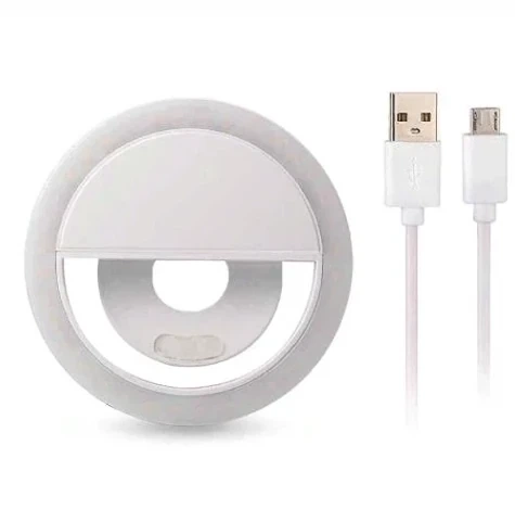Светодиодное кольцо 3 Вт диаметр 8 см USB microUSB белое для смартфона Selfie Ring Light RK-12 - изображение 7