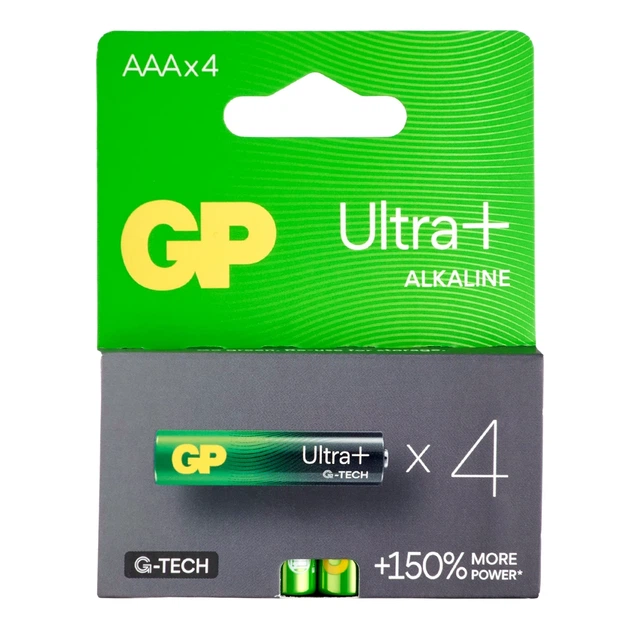 Батарейки GP ULTRA PLUS ALKALINE 1.5V AAA LR03 лужні 4 шт. - Фото 2 Батарейки GP ULTRA PLUS ALKALINE 1.5V AAA LR03 лужні 4 шт. - зображення 2