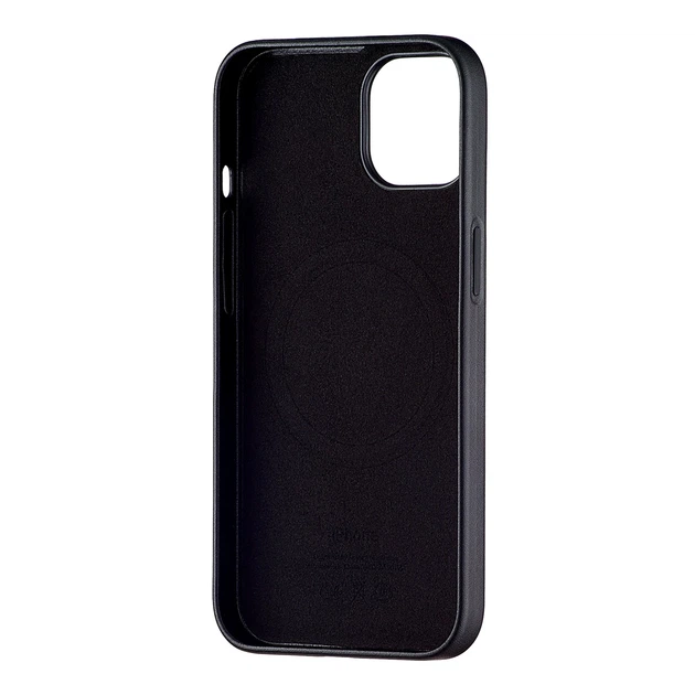 Чехол Leather Case с MagSafe для iPhone 14 кожзам черный с защитой от брызг - Фото 3 Чехол Leather Case с MagSafe для iPhone 14 кожзам черный с защитой от брызг - зображення 3