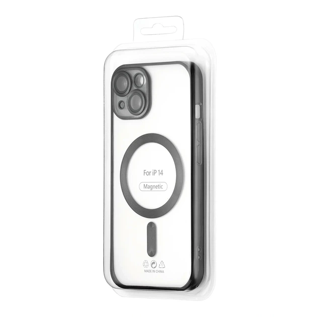 Чохол силіконовий Ductil Metallic Edge із MagSafe для iPhone 14 захист камери чорний - зображення 2