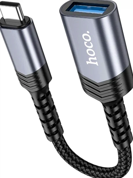 Адаптер Hoco UA24 Type-C male USB female 3.0 0.18 м металл серый для подключения устройств - изображение 7