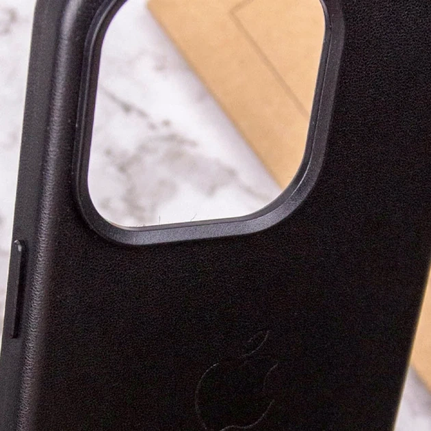 Чехол Leather Case с MagSafe для iPhone 14 Pro черный с защитой от брызг и кожзамом - изображение 7
