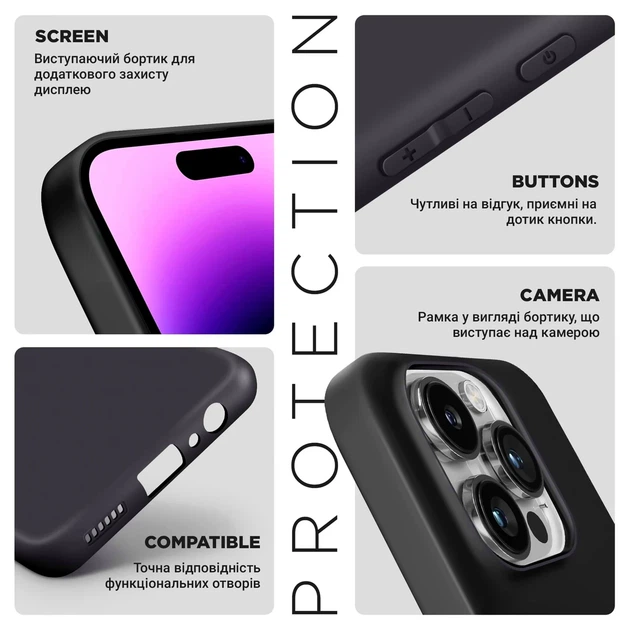 Чохол силіконовий Graphite Protected для Xiaomi Redmi 15 4G чорний із захистом камери - зображення 5
