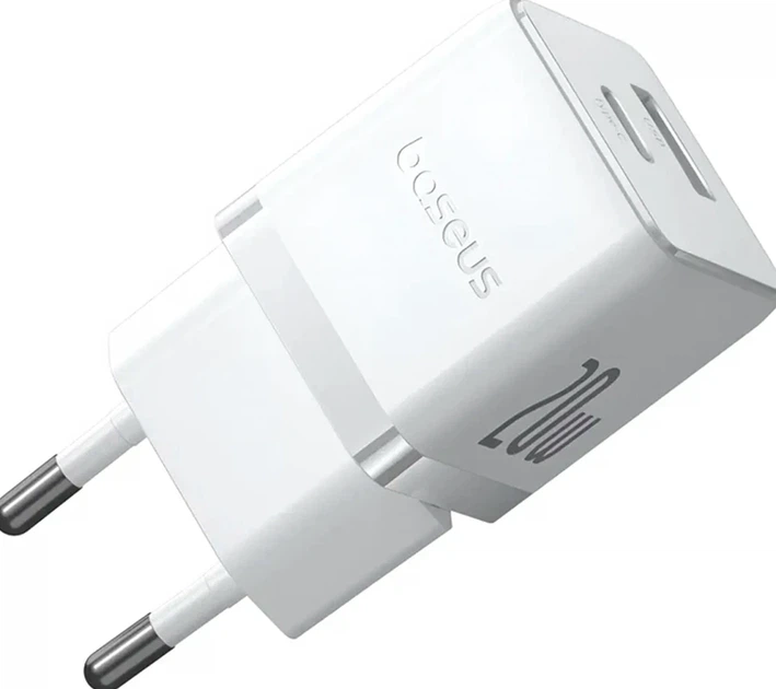 Мережевий зарядний пристрій Baseus Palm 20W USB Type-C USB Type-A білий - Фото 2 Мережевий зарядний пристрій Baseus Palm 20W USB Type-C USB Type-A білий - зображення 2