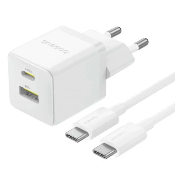 Мережевий зарядний пристрій Baseus Palm 20W USB Type-C USB Type-A білий - Фото 7 Мережевий зарядний пристрій Baseus Palm 20W USB Type-C USB Type-A білий - зображення 7