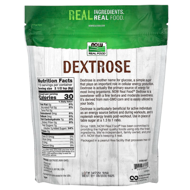 Декстроза NOW Foods, Real Food "Dextrose" фруктовый сахар (907 г) - изображение 2