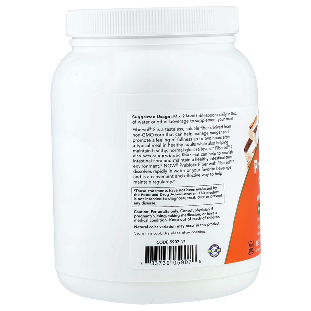 Пребиотическая клетчатка NOW Foods "Prebiotic Fiber with Fibersol-2" для контроля чувства голода и здоровья пищеварительной системы, чистый порошок (340 г / 12 унций) - изображение 3
