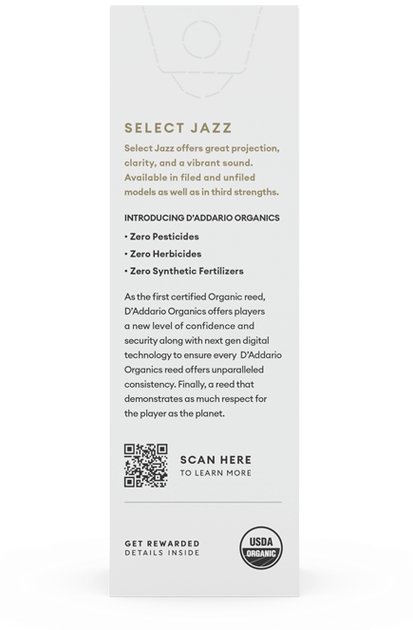 Трости для тенор-саксофона D'Addario Organic Select Jazz - Tenor Sax Filed 2S - 5 Pack - изображение 4