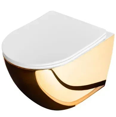 Підвісний унітаз REA CARLO FLAT MINI GOLD WHITE - изображение 8