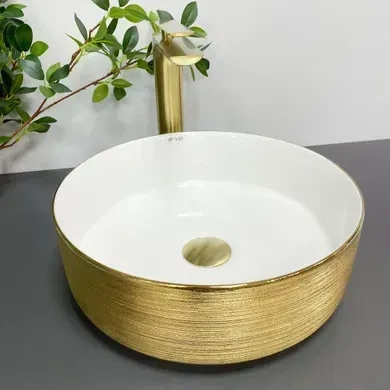 Умивальник (раковина) VBI PRATO BRUSH GOLD WHITE накладний - изображение 3