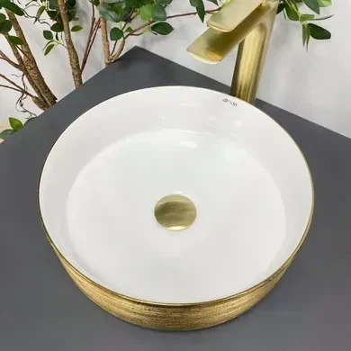 Умивальник (раковина) VBI PRATO BRUSH GOLD WHITE накладний - изображение 4