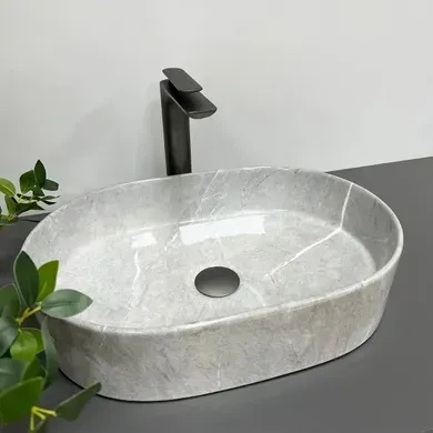 Умивальник (раковина) VBI VERONA 50 GREY STONE GLOSSY накладний - зображення 4