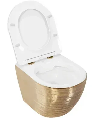 Підвісний унітаз REA CARLO FLAT BRUSH GOLD золотий - изображение 4