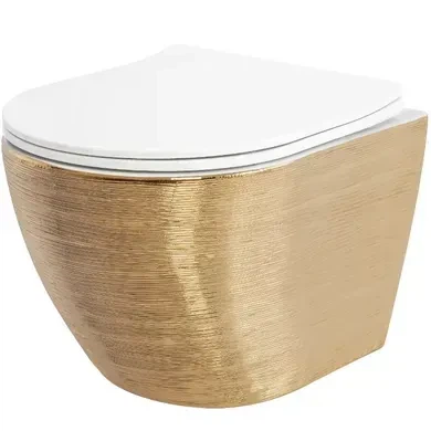 Підвісний унітаз REA CARLO FLAT BRUSH GOLD золотий - изображение 5