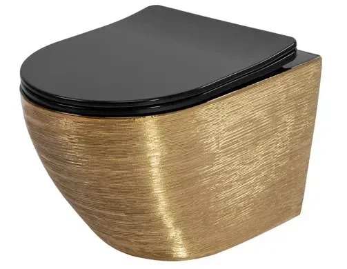 Підвісний унітаз REA CARLO FLAT BRUSHED GOLD BLACK золотий - изображение 3