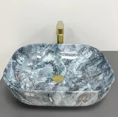 Умивальник (раковина) VBI BERGAMO BLUE TOURMALINE GLOSSY накладний - изображение 2