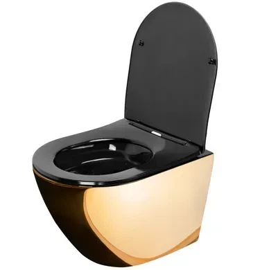 Підвісний унітаз REA CARLO FLAT MINI GOLD BLACK * - изображение 6