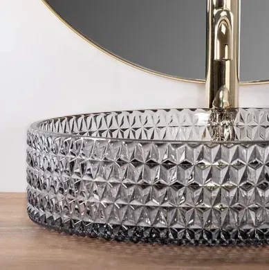 Умивальник (раковина) REA CRISTAL 39 GREY накладний - изображение 4