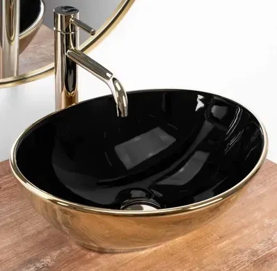 Умивальник (раковина) REA SOFIA GOLD BLACK накладний * - изображение 2
