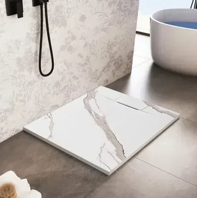 Душовий піддон REA BAZALT 90x90 CARRARA WHITE - изображение 2