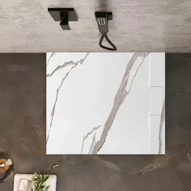 Душовий піддон REA BAZALT 90x90 CARRARA WHITE - изображение 3