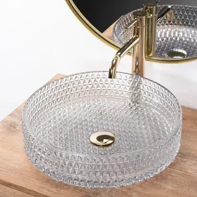 Умивальник (раковина) REA CRISTAL 39 TRANSPARENT накладний - изображение 4