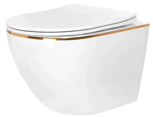Підвісний унітаз REA CARLO MINI TORNADO WHITE GOLD EDGE підвісний унітаз REA CARLO MINI TORNADO WHITE GOLD EDGE - изображение 3