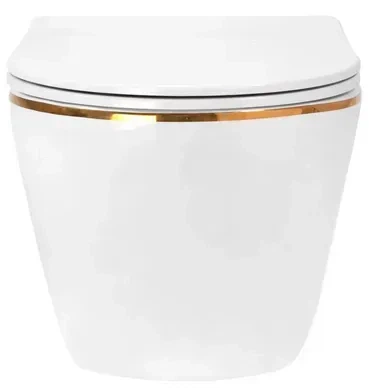 Підвісний унітаз REA CARLO MINI TORNADO WHITE GOLD EDGE підвісний унітаз REA CARLO MINI TORNADO WHITE GOLD EDGE - изображение 5