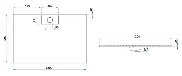 Душовий піддон REA BAZALT 80x120 LONG WHITE - изображение 6