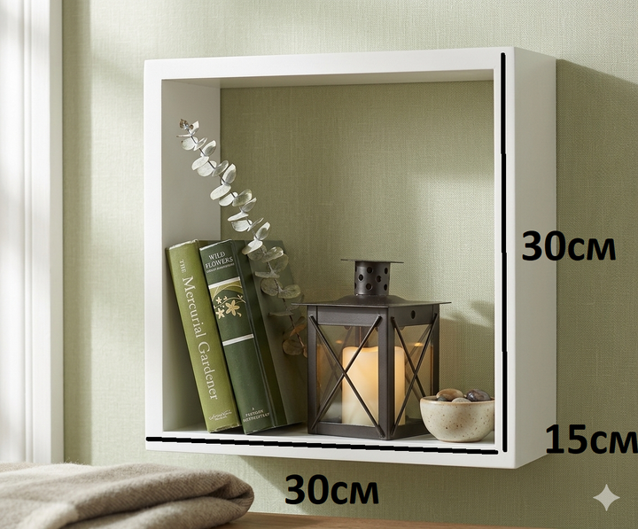 Полка навесная на стену 30*30*15см белый - изображение 2