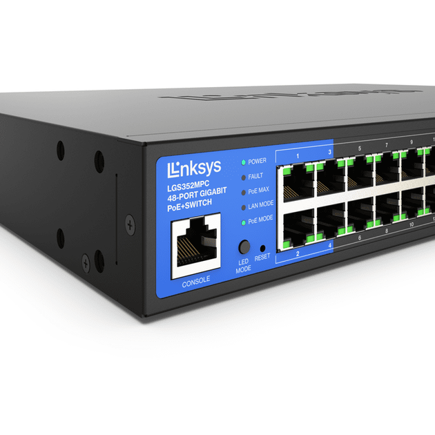 Коммутатор-LINKSYS LGS352MPC, 48-Port Managed Gigabit PoE+ Switch, with 4 x 10G SFP+ Uplinks and PoE budget of 740W - Фото 4 Коммутатор-LINKSYS LGS352MPC, 48-Port Managed Gigabit PoE+ Switch, with 4 x 10G SFP+ Uplinks and PoE budget of 740W - изображение 4