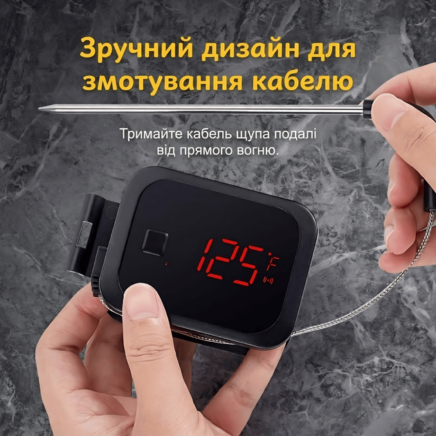 BBQ термометр Inkbird IBT-2X цифровий бездротовий Bluetooth на 2 щупи дистанційний професійний смарт з додатком 50м магнітний LED - изображение 7