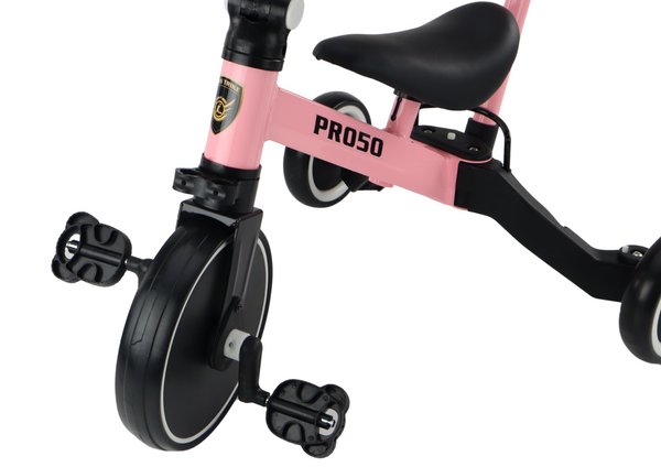 Триколісний велосипед LEAN Toys PRO50 2в1 з батьківською ручкою Рожевий (713480) (5905991065081) - зображення 4
