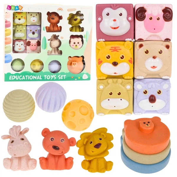 М’які кубики Lean Toys Тварини з ЕКО гуми 18 елементів (763721) (5905991088165) - зображення 2