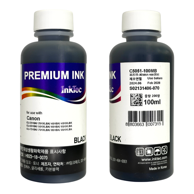 Комплект водорозчинного чорнила InkTec для принтерів CANON, серія C5051, 4 кольори – 100мл - изображение 2