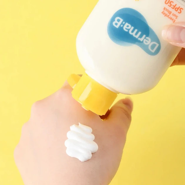 Крем сонцезахисний для обличчя та тіла Derma:B Everyday Sun Block SPF 50+ PA++++, 200 ml - Фото 2 Крем сонцезахисний для обличчя та тіла Derma:B Everyday Sun Block SPF 50+ PA++++, 200 ml - зображення 2