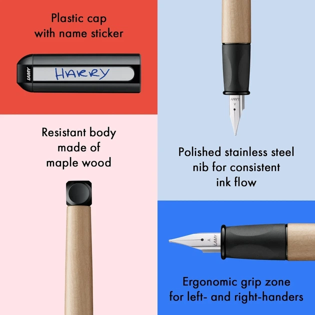 Ручка чорнильна LAMY abc чорна LH (для шульги) чорнила T10 сині (4041754) - Фото 4 Ручка чорнильна LAMY abc чорна LH (для шульги) чорнила T10 сині (4041754) - зображення 4