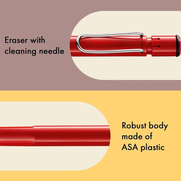 Олівець механічний LAMY safari червоний 0,5 мм (4000741) - Фото 6 Олівець механічний LAMY safari червоний 0,5 мм (4000741) - изображение 6