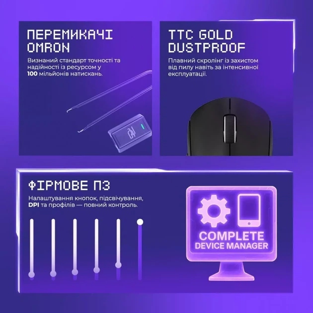 Бездротова ігрова миша Proove Gaming RC Raider 8K Біла - изображение 14