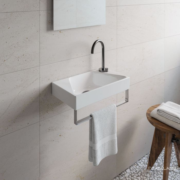 Умивальник підвісний CATALANO Comfort 400x230x120мм асиметричний білий 0920410001+90561000 - зображення 2