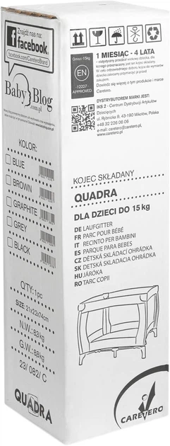 Манеж Caretero Quadra Graphite 83x83x71 см (5908310388519) - зображення 6