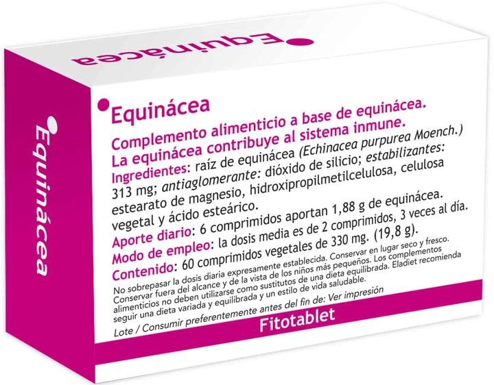 Suplement diety Eladiet Equinacea Fitotablet 60 tabletek (8420101010746) - Zdjęcie 2 Suplement diety Eladiet Equinacea Fitotablet 60 tabletek (8420101010746) - obraz 2