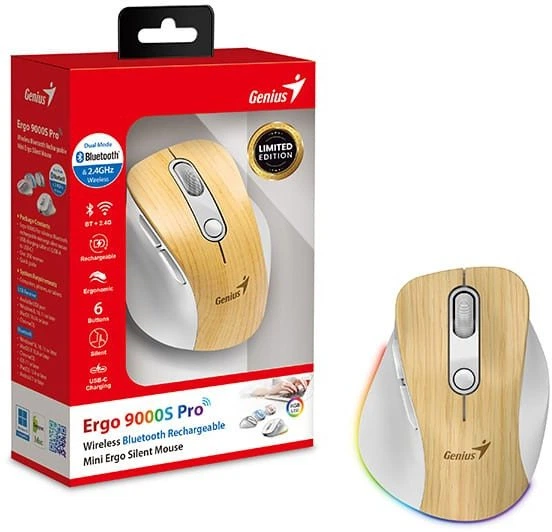 Mysz Genius Ergo 9000S Pro Wireless/Bluetooth Pine Wood (31030039407) - obraz 5