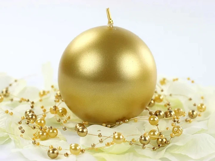 Zestaw świec Party Deco Kula metalizowana 8 cm 6 szt. Złote (ZES5902230731844) - obraz 2