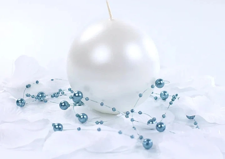Zestaw świec Party Deco Kula metalizowana 8 cm 6 szt. Perła (ZES5902230731875) - obraz 2