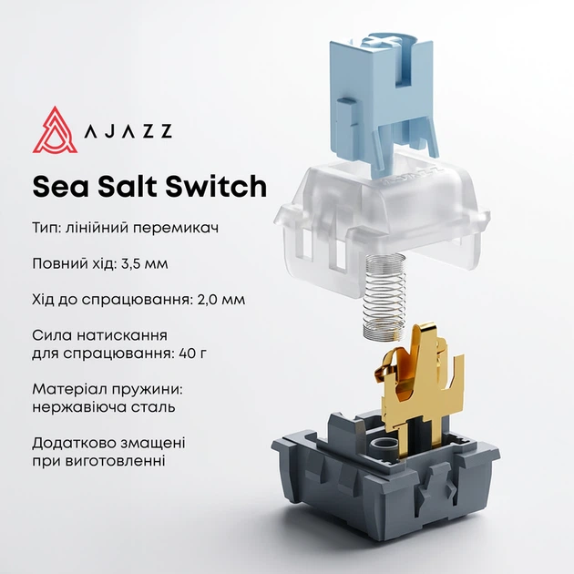 Дротова механічна клавіатура Ajazz AK820 Sea Salt Switch White (AK820-SS-PWB) - изображение 10